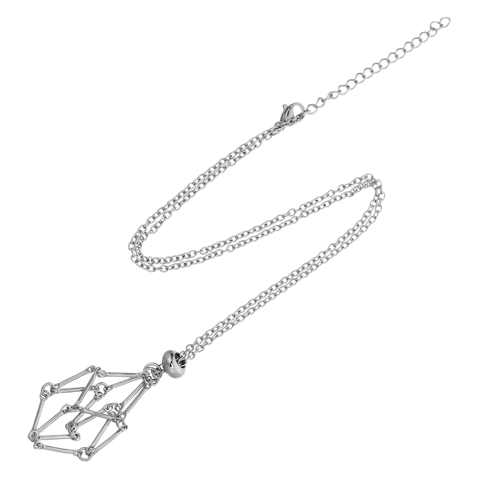 Crystal Pendant Necklace Natural Stone - Stainless Steel Crystal Cage Necklace Fish