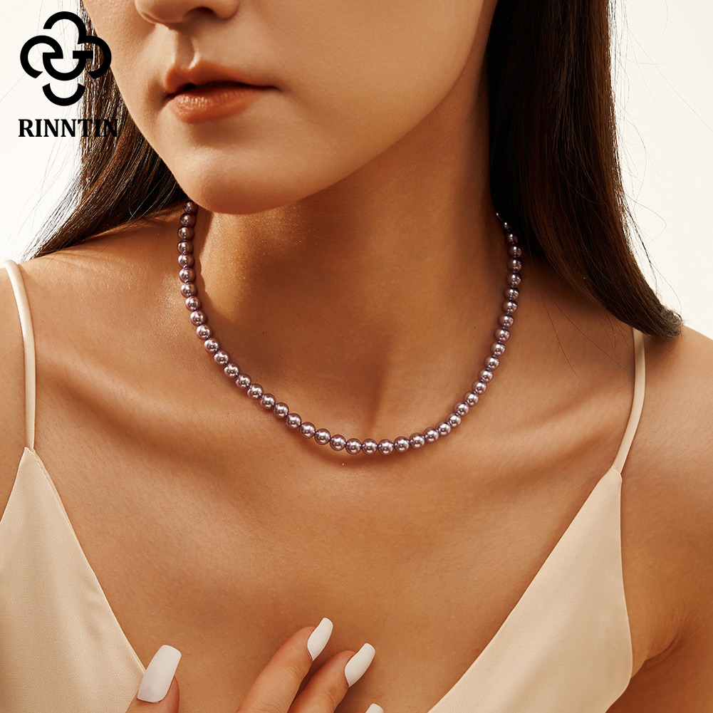 Rinntin 925 Silver Simple Pear - Pearl Choker Necklace Vintage ulasan dan harga