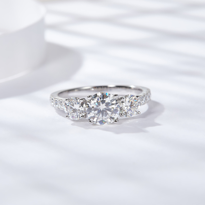 HTOTOH 3 Stone 1 Carat D Color - Moissanite Engagement Ring 1 Carat ulasan dan harga