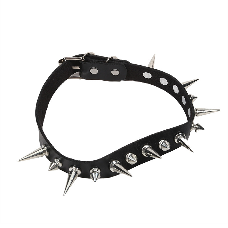 Punk Long Spike Choker Faux Le - Goth Punk Spike Choker ulasan dan harga