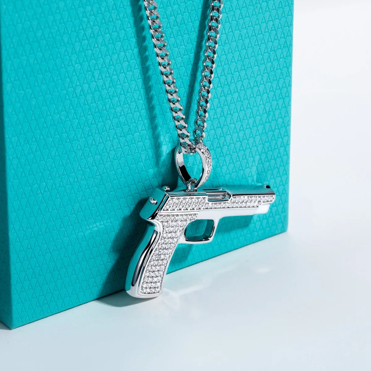 FCGJHW Moissanite Gun Pendant  - 925 Sterling Silver Chain Necklace Men ulasan dan harga