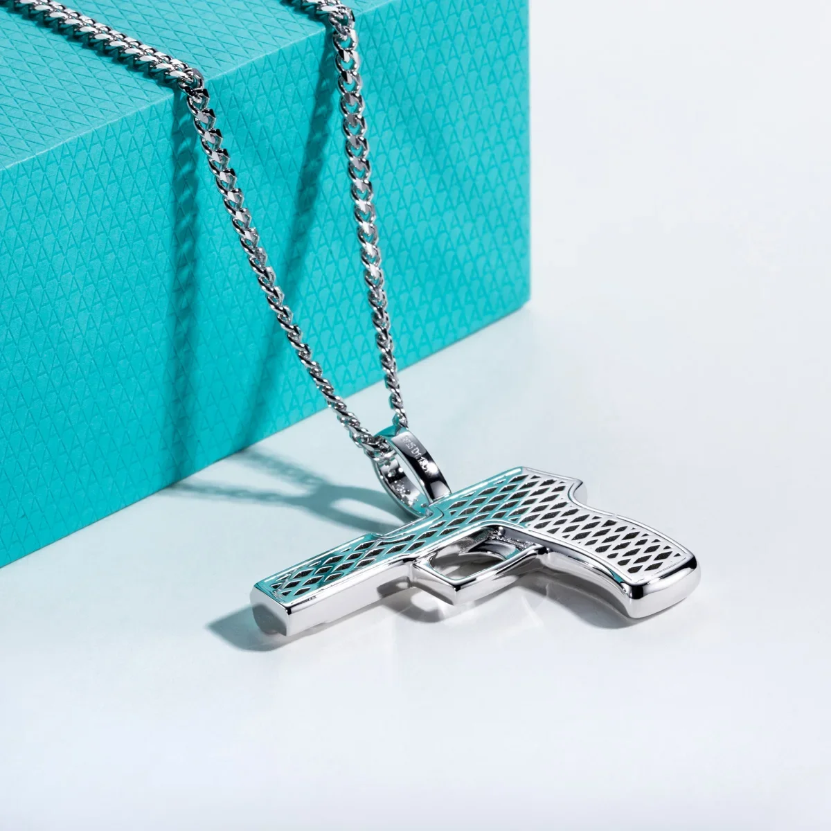 FCGJHW Moissanite Gun Pendant  - 925 Sterling Silver Chain Necklace Men ulasan dan harga